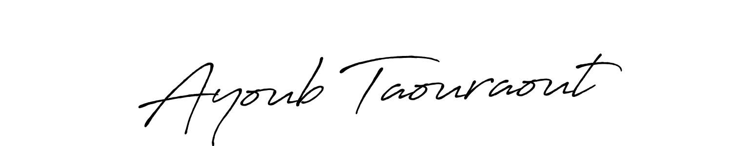 The best way (Antro_Vectra_Bolder) to make a short signature is to pick only two or three words in your name. The name Ayoub Taouraout include a total of six letters. For converting this name. Ayoub Taouraout signature style 7 images and pictures png