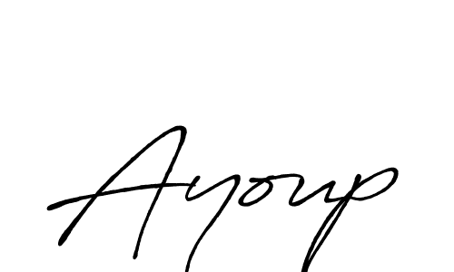 How to make Ayoup name signature. Use Antro_Vectra_Bolder style for creating short signs online. This is the latest handwritten sign. Ayoup signature style 7 images and pictures png