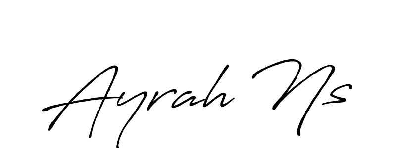 The best way (Antro_Vectra_Bolder) to make a short signature is to pick only two or three words in your name. The name Ayrah Ns include a total of six letters. For converting this name. Ayrah Ns signature style 7 images and pictures png