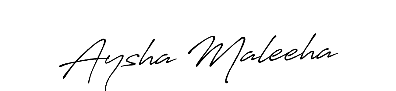 Make a beautiful signature design for name Aysha Maleeha. With this signature (Antro_Vectra_Bolder) style, you can create a handwritten signature for free. Aysha Maleeha signature style 7 images and pictures png
