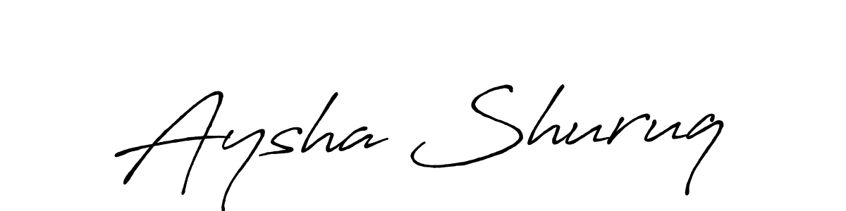 if you are searching for the best signature style for your name Aysha Shuruq. so please give up your signature search. here we have designed multiple signature styles  using Antro_Vectra_Bolder. Aysha Shuruq signature style 7 images and pictures png