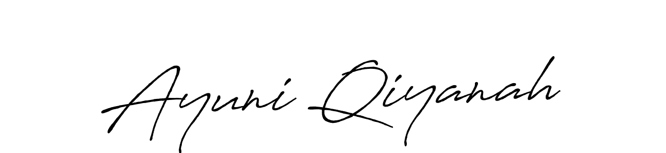 Make a beautiful signature design for name Ayuni Qiyanah. With this signature (Antro_Vectra_Bolder) style, you can create a handwritten signature for free. Ayuni Qiyanah signature style 7 images and pictures png