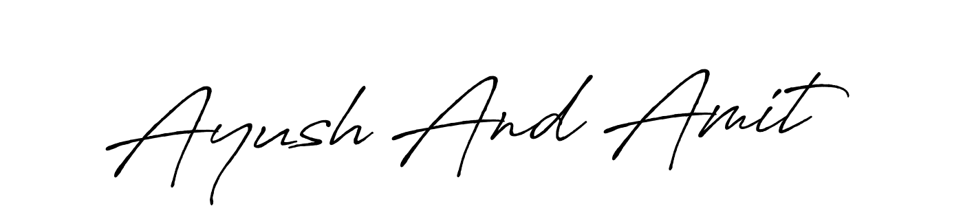 How to make Ayush And Amit signature? Antro_Vectra_Bolder is a professional autograph style. Create handwritten signature for Ayush And Amit name. Ayush And Amit signature style 7 images and pictures png