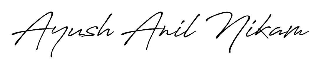 Looking for an artistic signature for Ayush Anil Nikam? The Antro_Vectra_Bolder calligraphy style gives a sophisticated flow suitable for business cards and emails. Ayush Anil Nikam signature style 7 images and pictures png