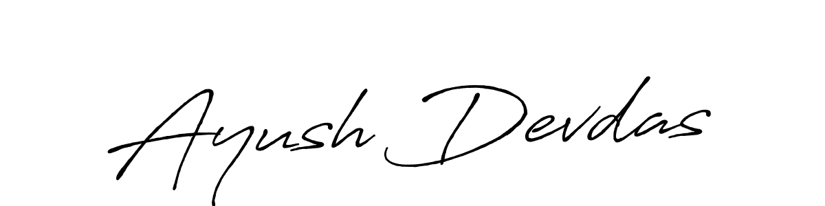 How to make Ayush Devdas name signature. Use Antro_Vectra_Bolder style for creating short signs online. This is the latest handwritten sign. Ayush Devdas signature style 7 images and pictures png