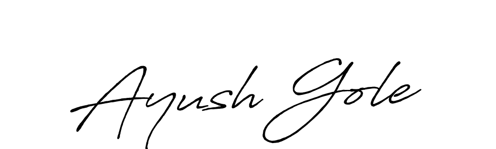 How to make Ayush Gole name signature. Use Antro_Vectra_Bolder style for creating short signs online. This is the latest handwritten sign. Ayush Gole signature style 7 images and pictures png