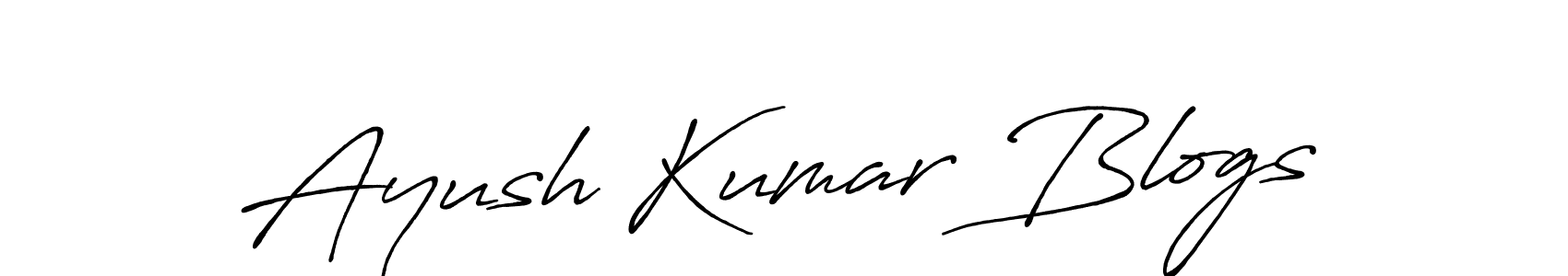 How to make Ayush Kumar Blogs name signature. Use Antro_Vectra_Bolder style for creating short signs online. This is the latest handwritten sign. Ayush Kumar Blogs signature style 7 images and pictures png