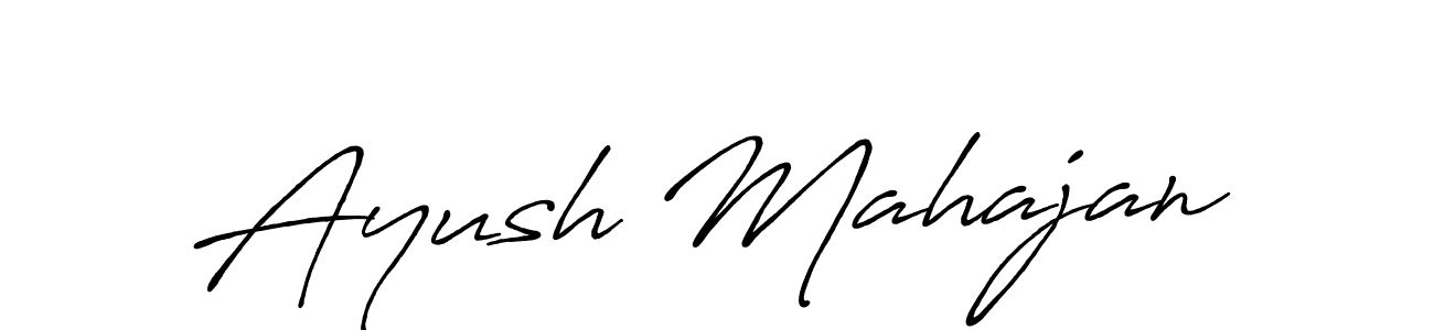 Make a beautiful signature design for name Ayush Mahajan. With this signature (Antro_Vectra_Bolder) style, you can create a handwritten signature for free. Ayush Mahajan signature style 7 images and pictures png