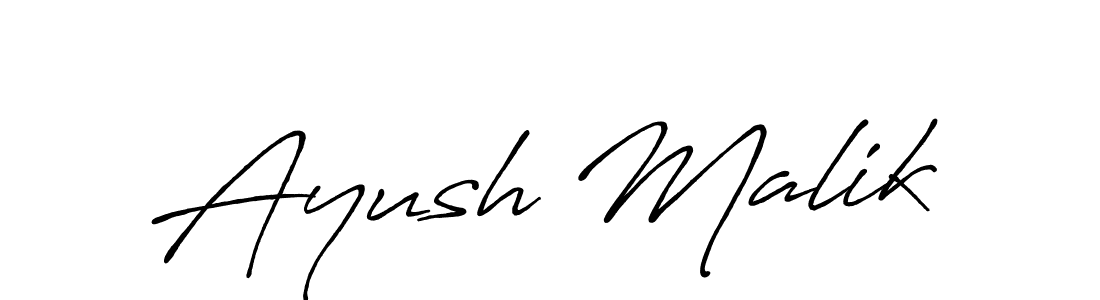 Make a beautiful signature design for name Ayush Malik. With this signature (Antro_Vectra_Bolder) style, you can create a handwritten signature for free. Ayush Malik signature style 7 images and pictures png