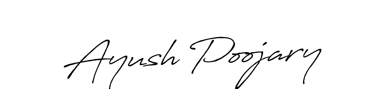 How to make Ayush Poojary name signature. Use Antro_Vectra_Bolder style for creating short signs online. This is the latest handwritten sign. Ayush Poojary signature style 7 images and pictures png