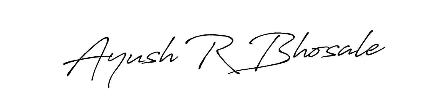 How to make Ayush R Bhosale name signature. Use Antro_Vectra_Bolder style for creating short signs online. This is the latest handwritten sign. Ayush R Bhosale signature style 7 images and pictures png
