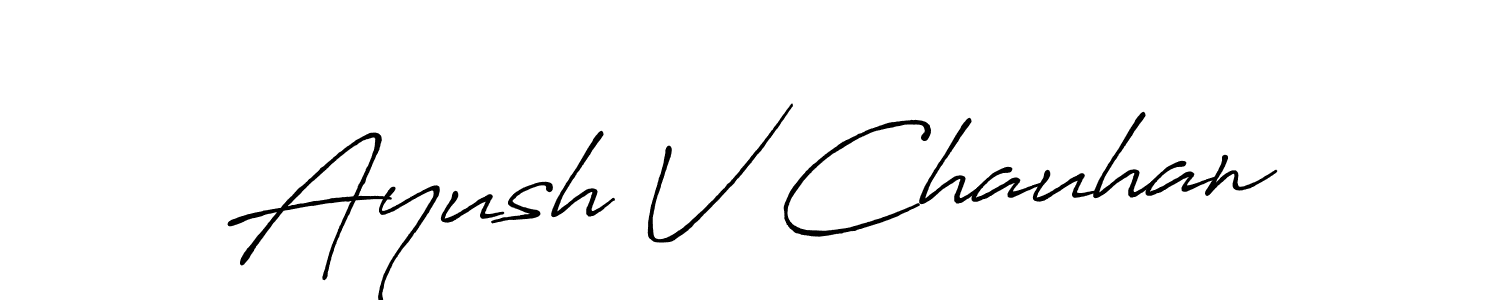 if you are searching for the best signature style for your name Ayush V Chauhan. so please give up your signature search. here we have designed multiple signature styles  using Antro_Vectra_Bolder. Ayush V Chauhan signature style 7 images and pictures png