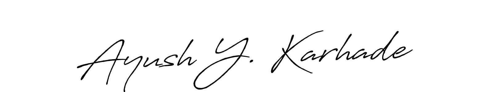 Create a beautiful signature design for name Ayush Y. Karhade. With this signature (Antro_Vectra_Bolder) fonts, you can make a handwritten signature for free. Ayush Y. Karhade signature style 7 images and pictures png