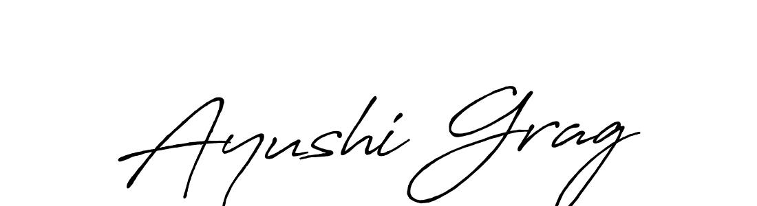 The best way (Antro_Vectra_Bolder) to make a short signature is to pick only two or three words in your name. The name Ayushi Grag include a total of six letters. For converting this name. Ayushi Grag signature style 7 images and pictures png