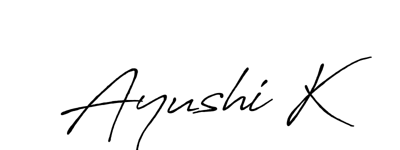 Similarly Antro_Vectra_Bolder is the best handwritten signature design. Signature creator online .You can use it as an online autograph creator for name Ayushi K. Ayushi K signature style 7 images and pictures png