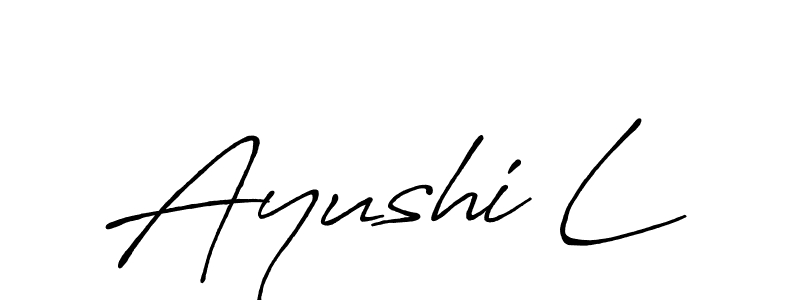 Similarly Antro_Vectra_Bolder is the best handwritten signature design. Signature creator online .You can use it as an online autograph creator for name Ayushi L. Ayushi L signature style 7 images and pictures png