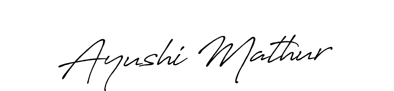 Create a beautiful signature design for name Ayushi Mathur. With this signature (Antro_Vectra_Bolder) fonts, you can make a handwritten signature for free. Ayushi Mathur signature style 7 images and pictures png