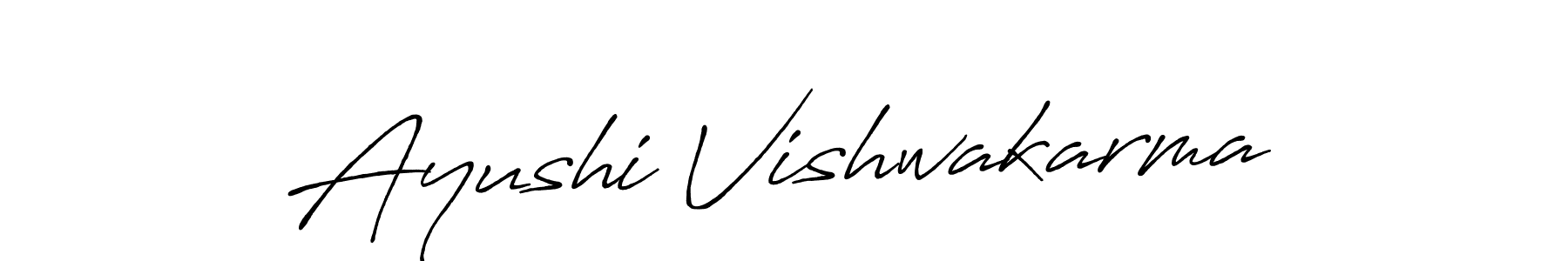 Create a beautiful signature design for name Ayushi Vishwakarma. With this signature (Antro_Vectra_Bolder) fonts, you can make a handwritten signature for free. Ayushi Vishwakarma signature style 7 images and pictures png