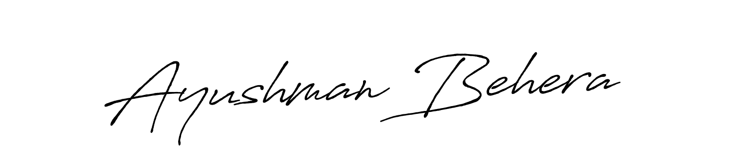 How to make Ayushman Behera name signature. Use Antro_Vectra_Bolder style for creating short signs online. This is the latest handwritten sign. Ayushman Behera signature style 7 images and pictures png