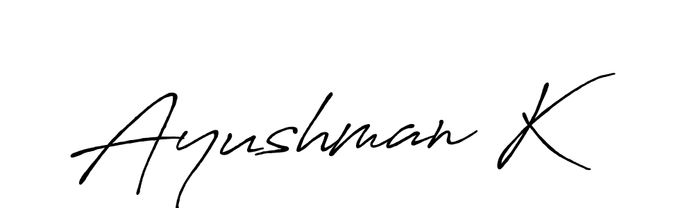 Also we have Ayushman K name is the best signature style. Create professional handwritten signature collection using Antro_Vectra_Bolder autograph style. Ayushman K signature style 7 images and pictures png