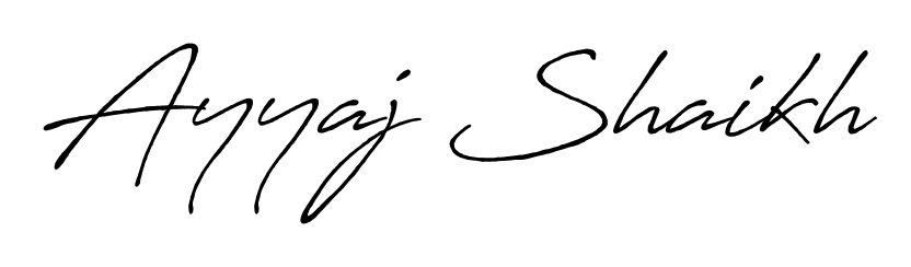 Download transparent PNG signature for name Ayyaj Shaikh styled with Antro_Vectra_Bolder font. Ready to paste directly into PDF and Word agreements. Ayyaj Shaikh signature style 7 images and pictures png
