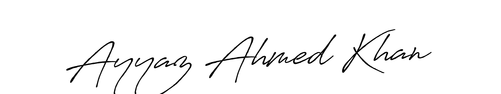 Antro_Vectra_Bolder is a professional signature style that is perfect for those who want to add a touch of class to their signature. It is also a great choice for those who want to make their signature more unique. Get Ayyaz Ahmed Khan name to fancy signature for free. Ayyaz Ahmed Khan signature style 7 images and pictures png