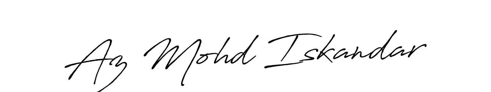 Use a signature maker to create a handwritten signature online. With this signature software, you can design (Antro_Vectra_Bolder) your own signature for name Az Mohd Iskandar. Az Mohd Iskandar signature style 7 images and pictures png
