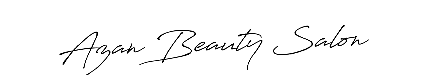 How to make Azan Beauty Salon name signature. Use Antro_Vectra_Bolder style for creating short signs online. This is the latest handwritten sign. Azan Beauty Salon signature style 7 images and pictures png