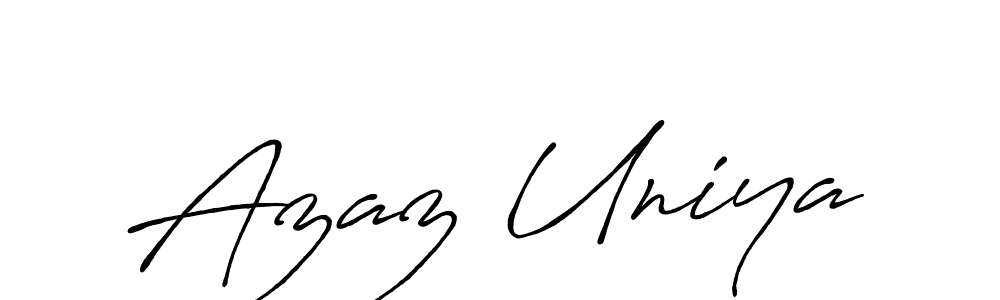 How to make Azaz Uniya name signature. Use Antro_Vectra_Bolder style for creating short signs online. This is the latest handwritten sign. Azaz Uniya signature style 7 images and pictures png