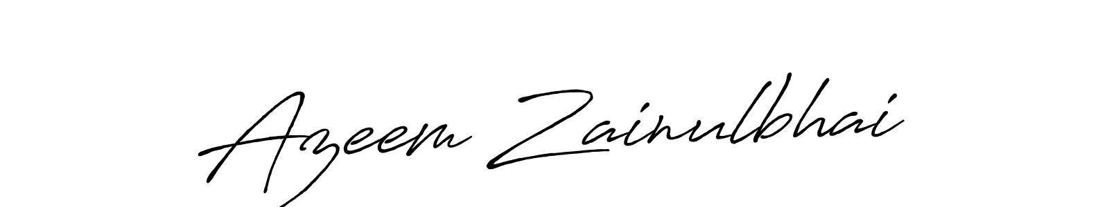 Create a beautiful signature design for name Azeem Zainulbhai. With this signature (Antro_Vectra_Bolder) fonts, you can make a handwritten signature for free. Azeem Zainulbhai signature style 7 images and pictures png