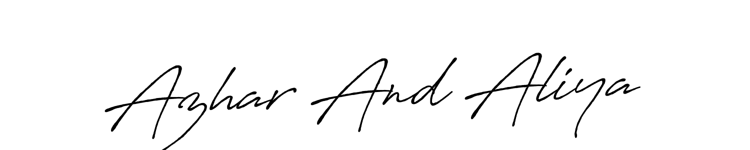 Design your own signature with our free online signature maker. With this signature software, you can create a handwritten (Antro_Vectra_Bolder) signature for name Azhar And Aliya. Azhar And Aliya signature style 7 images and pictures png