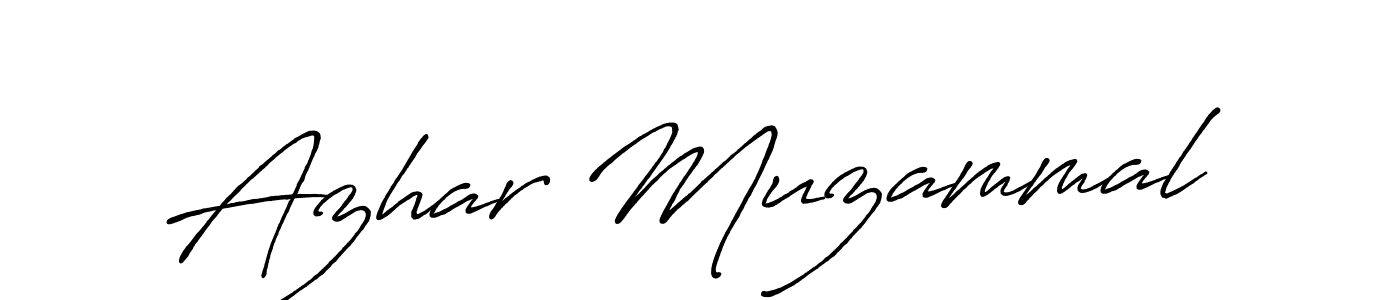 How to make Azhar Muzammal name signature. Use Antro_Vectra_Bolder style for creating short signs online. This is the latest handwritten sign. Azhar Muzammal signature style 7 images and pictures png