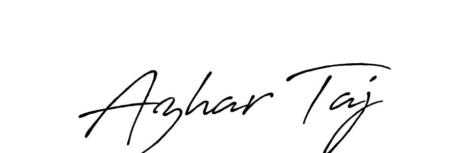 Use a signature maker to create a handwritten signature online. With this signature software, you can design (Antro_Vectra_Bolder) your own signature for name Azhar Taj. Azhar Taj signature style 7 images and pictures png