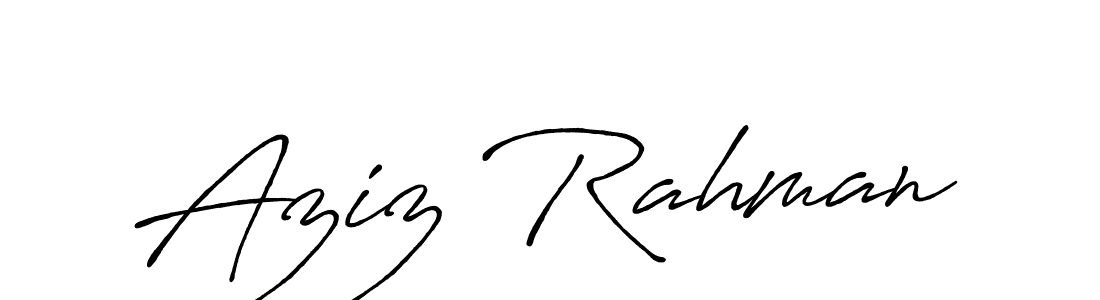 How to make Aziz Rahman name signature. Use Antro_Vectra_Bolder style for creating short signs online. This is the latest handwritten sign. Aziz Rahman signature style 7 images and pictures png