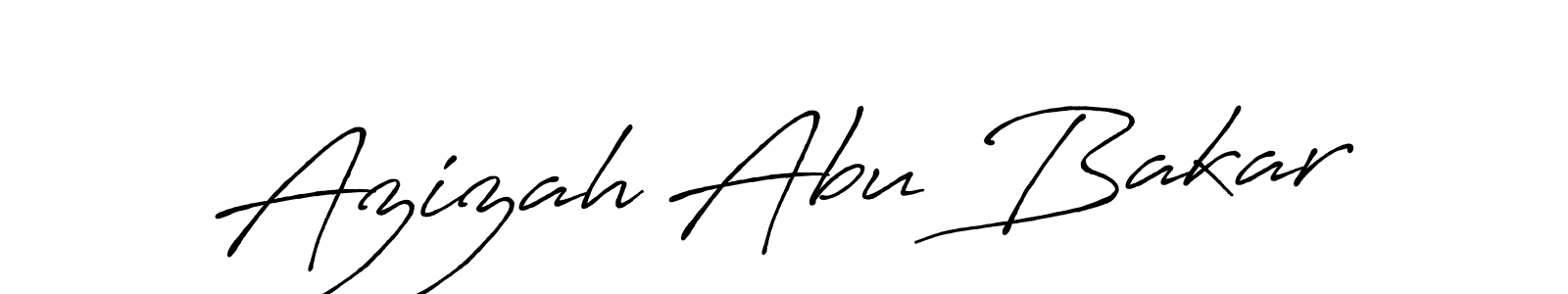 How to make Azizah Abu Bakar name signature. Use Antro_Vectra_Bolder style for creating short signs online. This is the latest handwritten sign. Azizah Abu Bakar signature style 7 images and pictures png