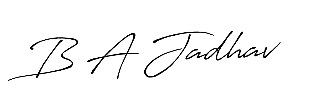 B A Jadhav stylish signature style. Best Handwritten Sign (Antro_Vectra_Bolder) for my name. Handwritten Signature Collection Ideas for my name B A Jadhav. B A Jadhav signature style 7 images and pictures png