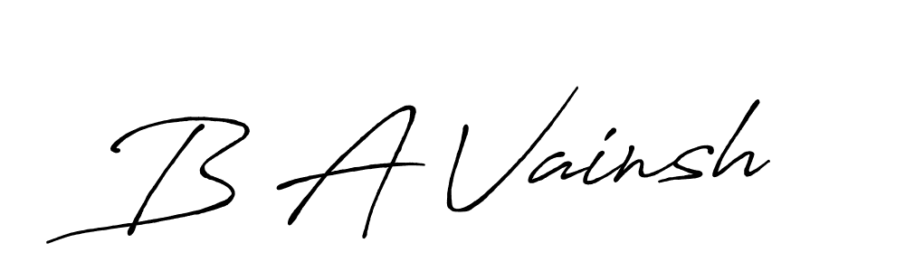 The best way (Antro_Vectra_Bolder) to make a short signature is to pick only two or three words in your name. The name B A Vainsh include a total of six letters. For converting this name. B A Vainsh signature style 7 images and pictures png
