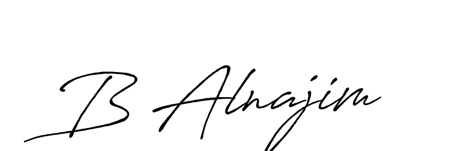 The best way (Antro_Vectra_Bolder) to make a short signature is to pick only two or three words in your name. The name B Alnajim include a total of six letters. For converting this name. B Alnajim signature style 7 images and pictures png