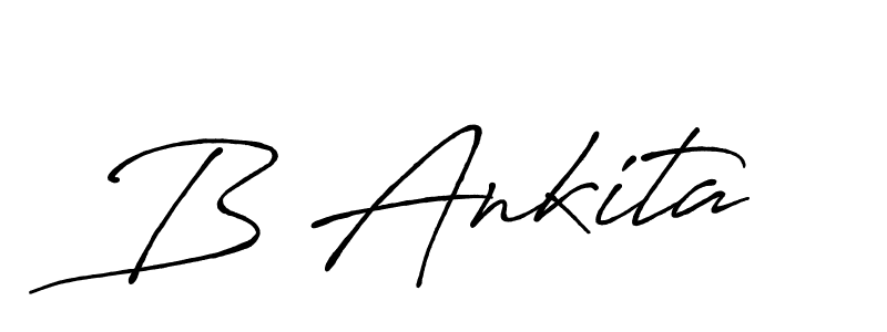 The best way (Antro_Vectra_Bolder) to make a short signature is to pick only two or three words in your name. The name B Ankita include a total of six letters. For converting this name. B Ankita signature style 7 images and pictures png