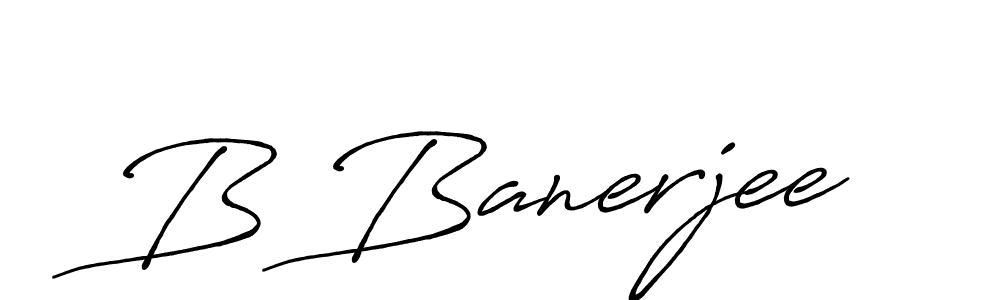 How to make B Banerjee name signature. Use Antro_Vectra_Bolder style for creating short signs online. This is the latest handwritten sign. B Banerjee signature style 7 images and pictures png