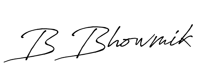 Use a signature maker to create a handwritten signature online. With this signature software, you can design (Antro_Vectra_Bolder) your own signature for name B Bhowmik. B Bhowmik signature style 7 images and pictures png