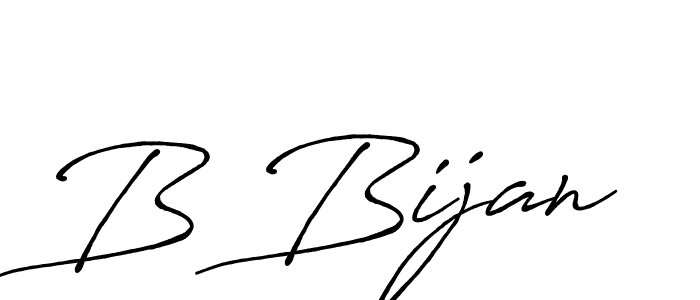 Make a beautiful signature design for name B Bijan. With this signature (Antro_Vectra_Bolder) style, you can create a handwritten signature for free. B Bijan signature style 7 images and pictures png