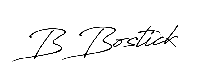 Use a signature maker to create a handwritten signature online. With this signature software, you can design (Antro_Vectra_Bolder) your own signature for name B Bostick. B Bostick signature style 7 images and pictures png