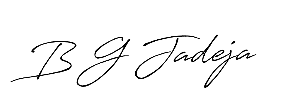 How to make B G Jadeja name signature. Use Antro_Vectra_Bolder style for creating short signs online. This is the latest handwritten sign. B G Jadeja signature style 7 images and pictures png