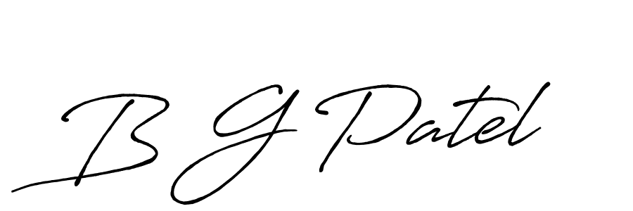 The best way (Antro_Vectra_Bolder) to make a short signature is to pick only two or three words in your name. The name B G Patel include a total of six letters. For converting this name. B G Patel signature style 7 images and pictures png