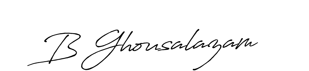 You should practise on your own different ways (Antro_Vectra_Bolder) to write your name (B Ghousalazam) in signature. don't let someone else do it for you. B Ghousalazam signature style 7 images and pictures png