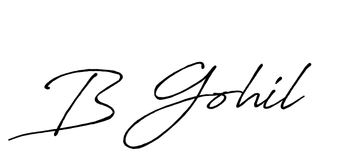 How to make B Gohil name signature. Use Antro_Vectra_Bolder style for creating short signs online. This is the latest handwritten sign. B Gohil signature style 7 images and pictures png