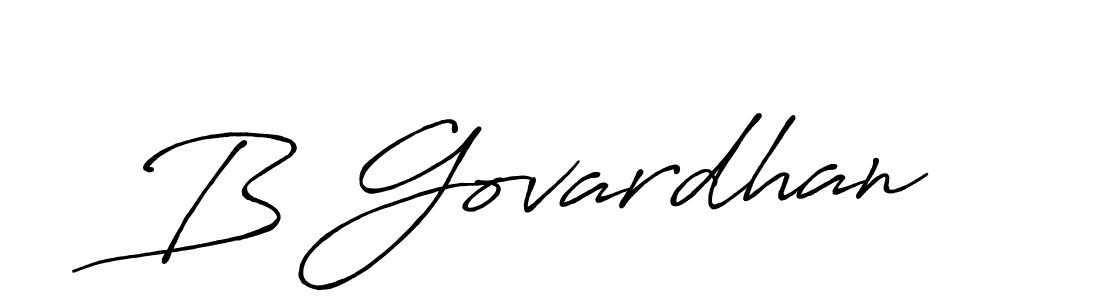 Use a signature maker to create a handwritten signature online. With this signature software, you can design (Antro_Vectra_Bolder) your own signature for name B Govardhan. B Govardhan signature style 7 images and pictures png
