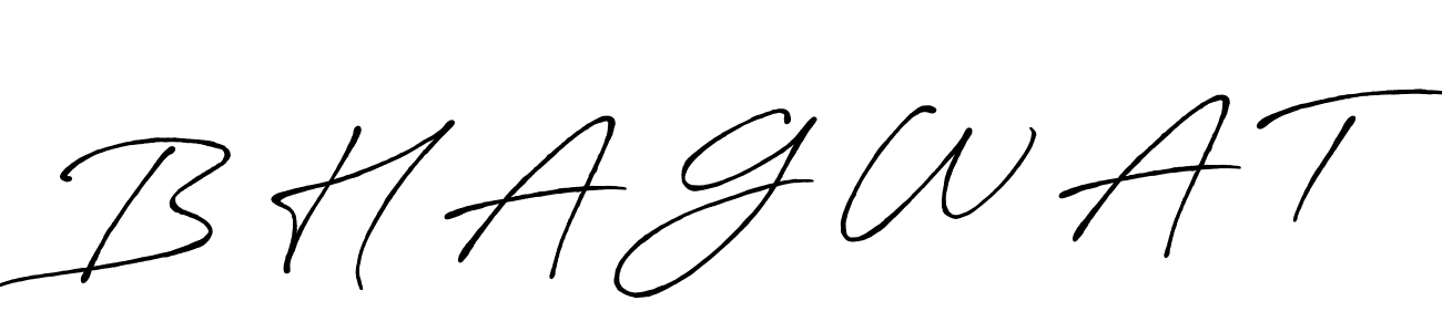 Use a signature maker to create a handwritten signature online. With this signature software, you can design (Antro_Vectra_Bolder) your own signature for name B H A G W A T. B H A G W A T signature style 7 images and pictures png