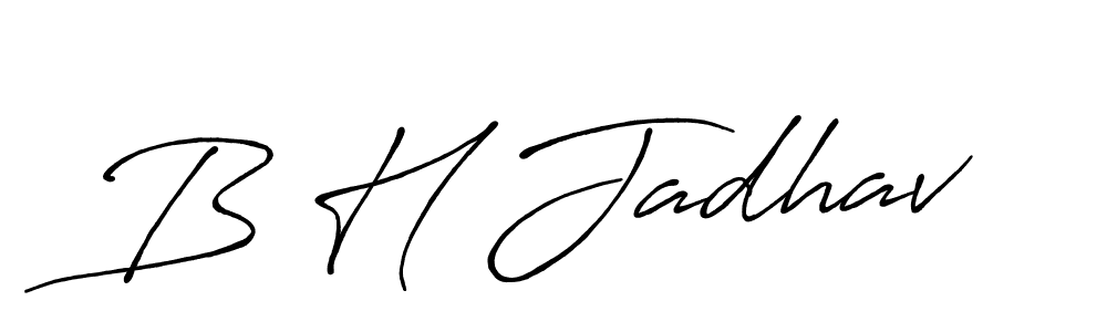 How to make B H Jadhav name signature. Use Antro_Vectra_Bolder style for creating short signs online. This is the latest handwritten sign. B H Jadhav signature style 7 images and pictures png